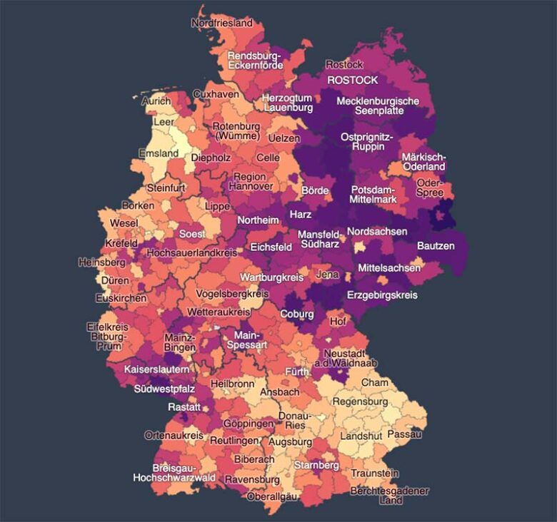 Arbeitskraftverlust nach Landkreisen