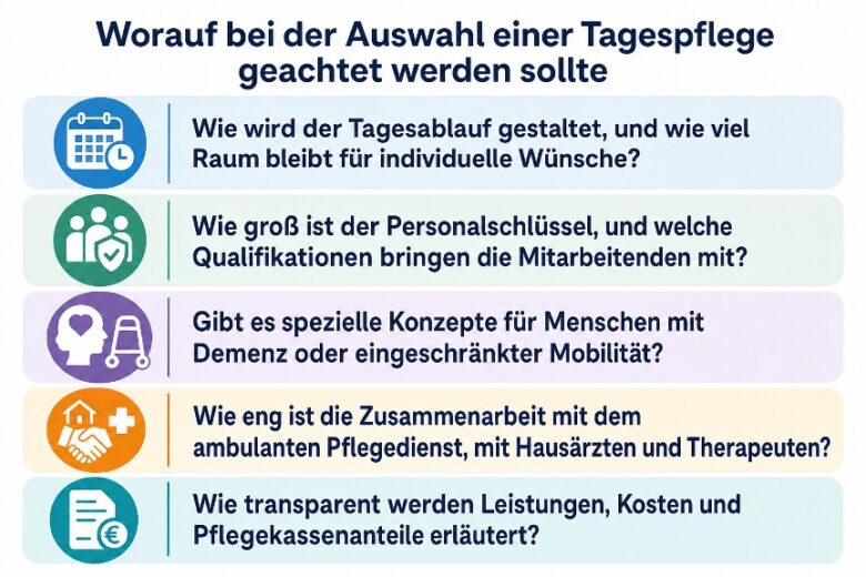 Worauf achten bei der Auswahl einer Tagepflege